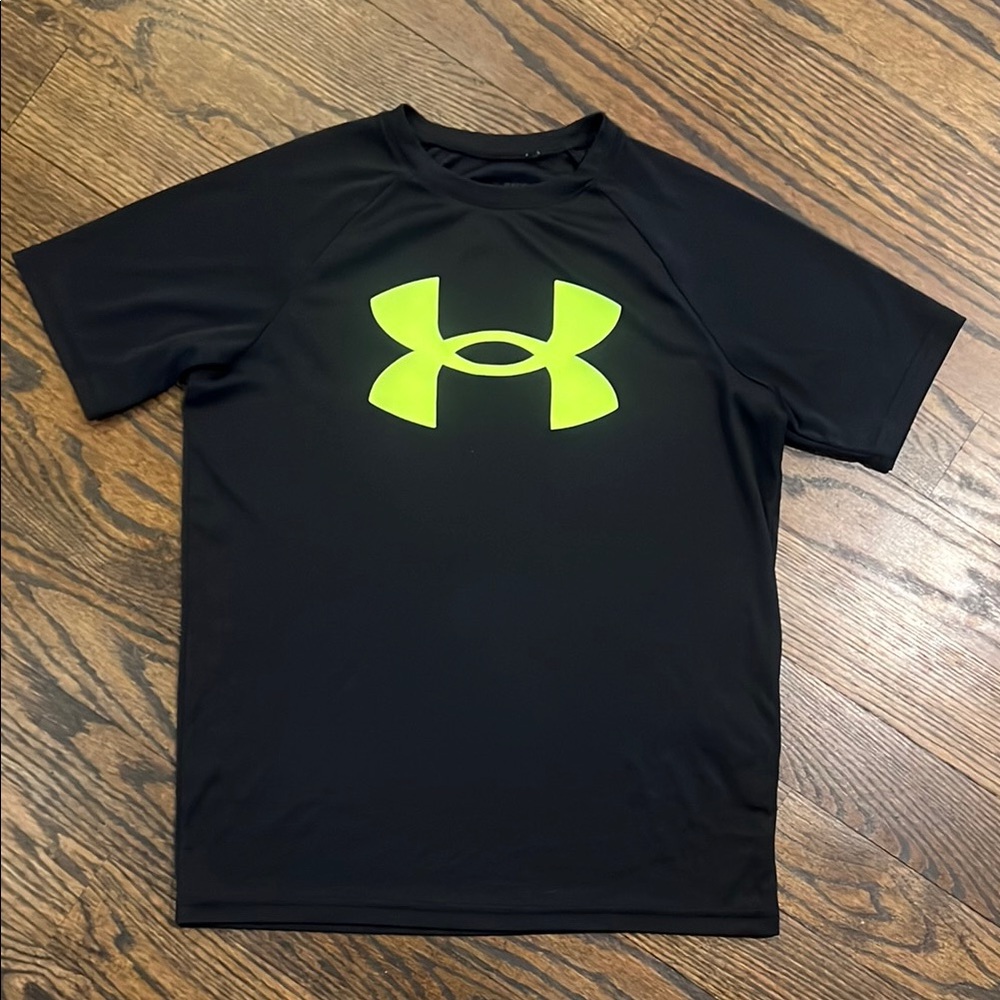 Under Armour Black and Neon Yellow Boys T-shirt